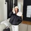 Deerskin down big fur collar padded jacket women's short loose pu cotton jacket down cotton jacket down cotton thickened