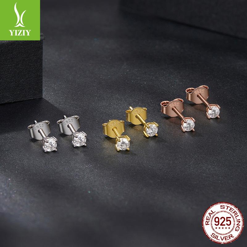 10 Points Four-Claw Moissanite Stud Earrings, Simple And Classic Versatile S925 Sterling Silver Moissanite Earrings.