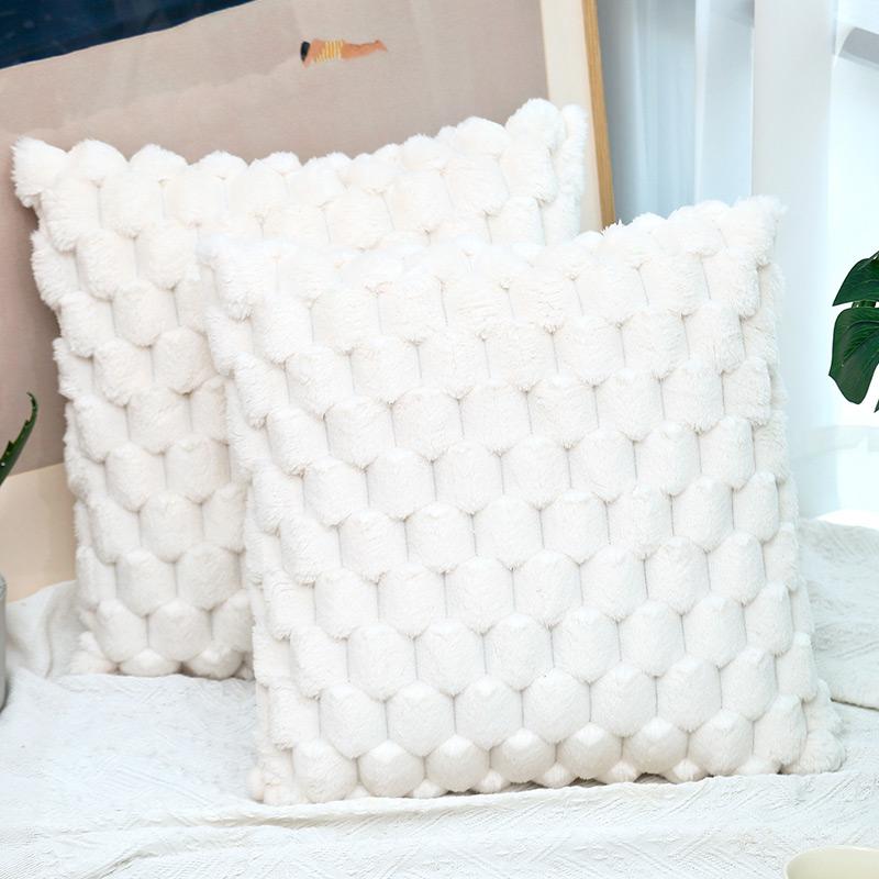 Plush Soft Pillowcase Solid Color Cushion Cover Red Throw Pillow Cover Home Decorative for Sofa Living Room Bedroom Cushion Case