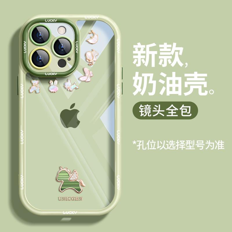 Applicable to Apple 15 mobile phone case iphone14 simple diamond pony 13 transparent 17promax anti-drop 16 new models
