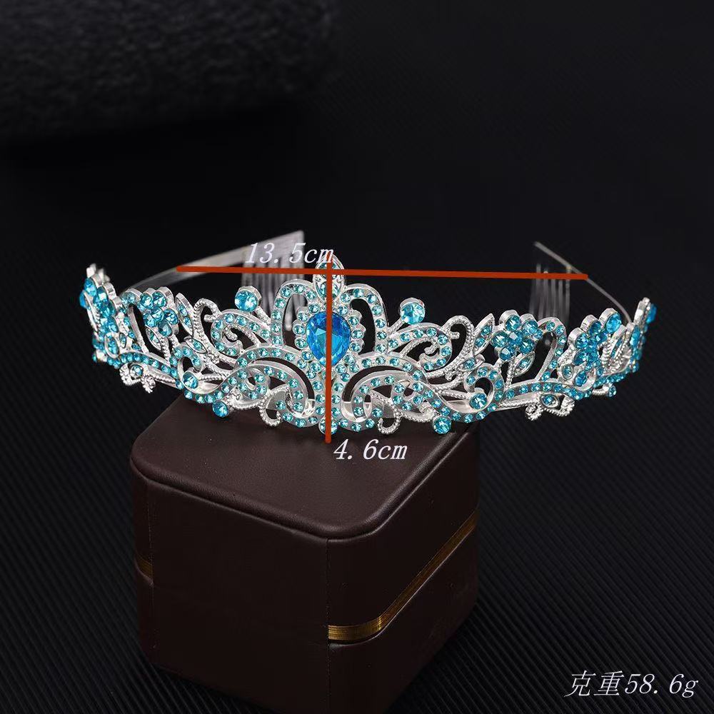 Bride's Water Diamond Crown European and American Hair Comb  Crown Hair Accessory Diamond Encrusted Princess Banquet Headband Accessory