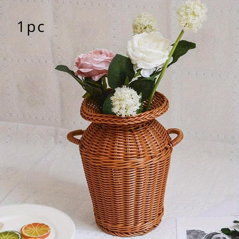 1An Imitation Rattan Vase Tall Cane Flower Vase Vine Flower Pot Rattan Woven Vase Rattan Woven Vase Floor Vase Vase