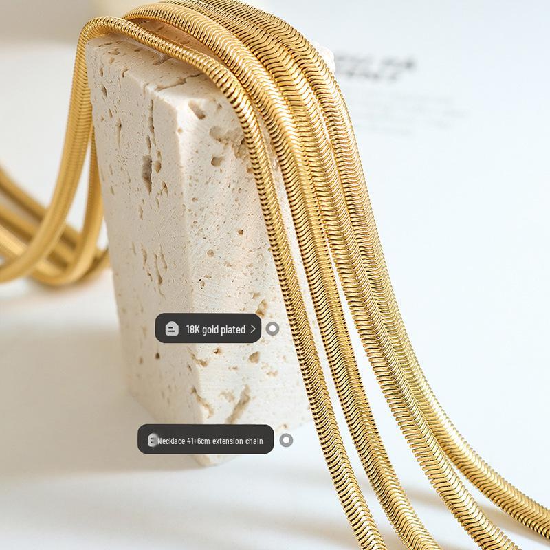 Gold-Plated Soft Snake Chain Necklace - Minimalist European & American Style Jewelry