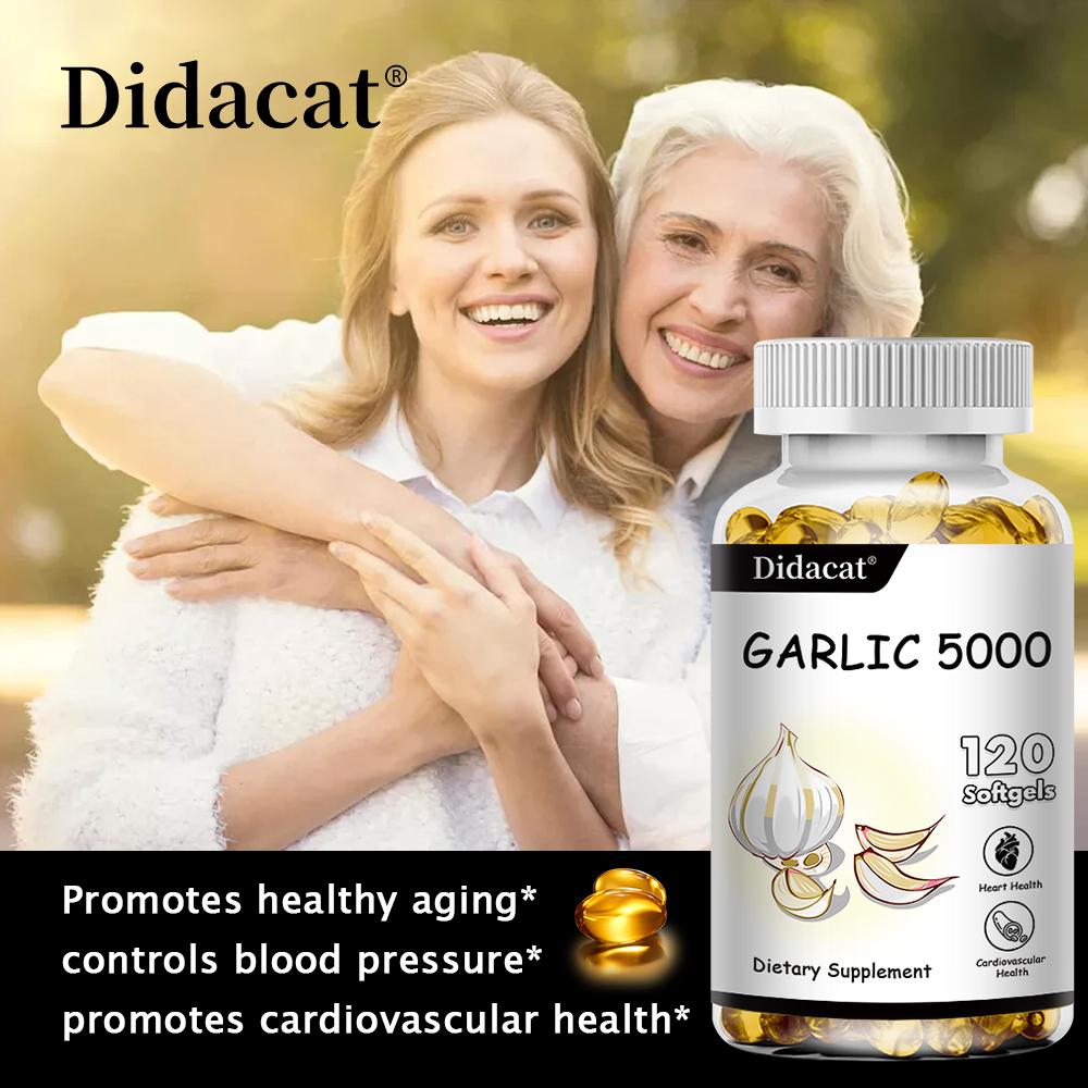 Odorless Garlic Extract 5000 mg Cholesterol & Antioxidant Supplement 120 Capsules