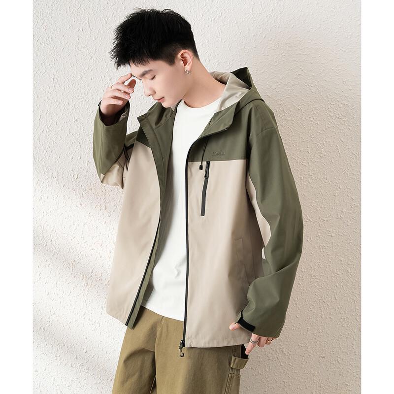 

TonLion Men s Hooded Spliced Jacket L