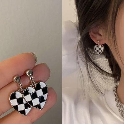 2025 Trendy Love Chessboard Earrings: Stylish, Niche Ear Clips for Women (No Piercing Needed)