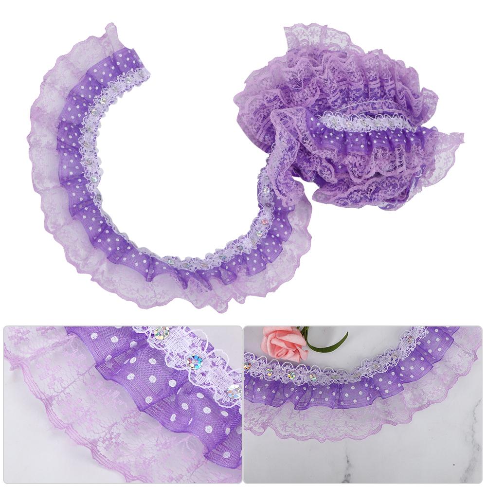 5 Yards Multi Color 45mm Printing Dots Pleated Trim Mesh Lace Ribbon Sewing Sequins Embroidered DIY