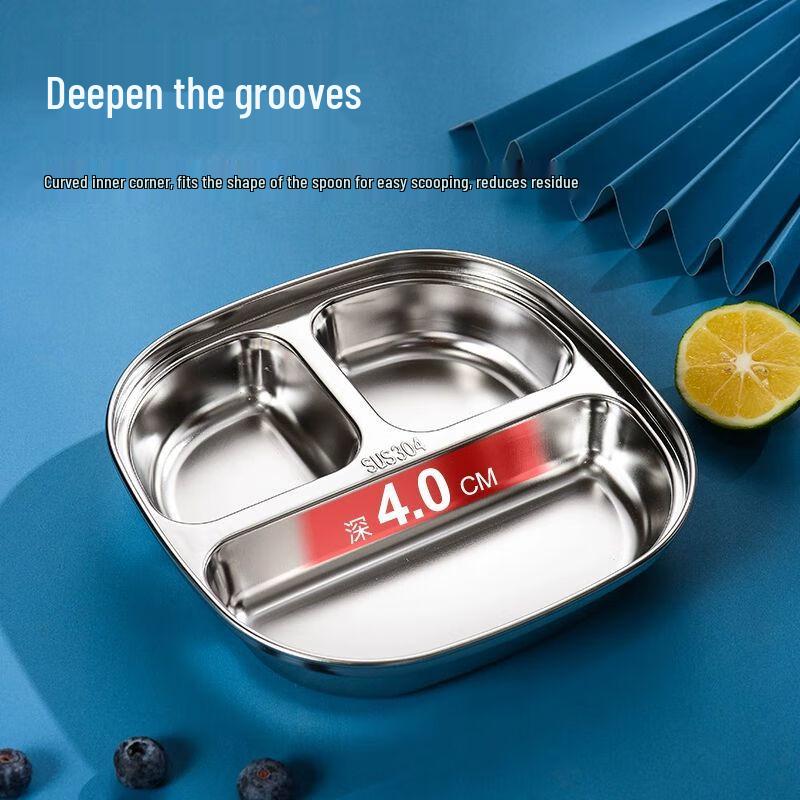Kids' Stainless Steel Divided Dinner Plate Set