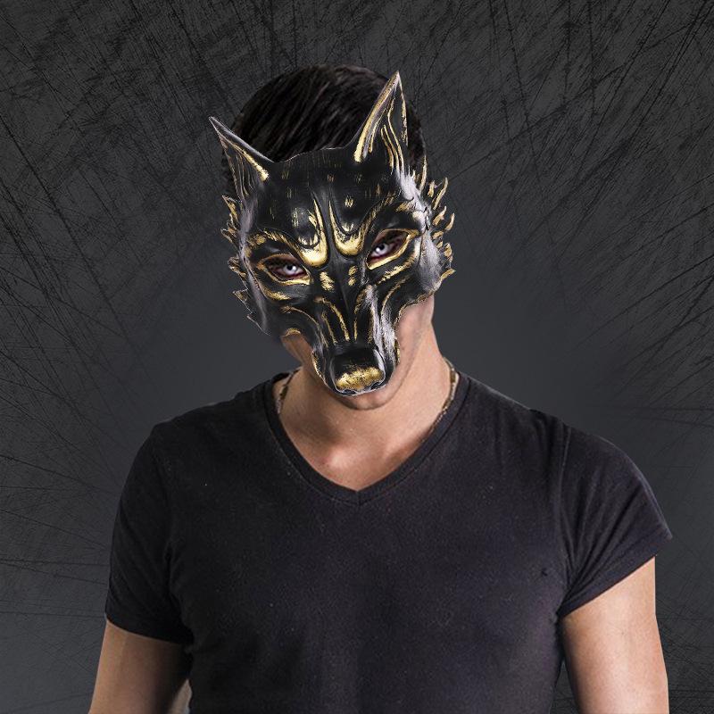 Werewolf Half Face Pu Mask Cosplay Animal Beast Wolf Masks Carnival Halloween Dress Up Party Costume Props High Quality