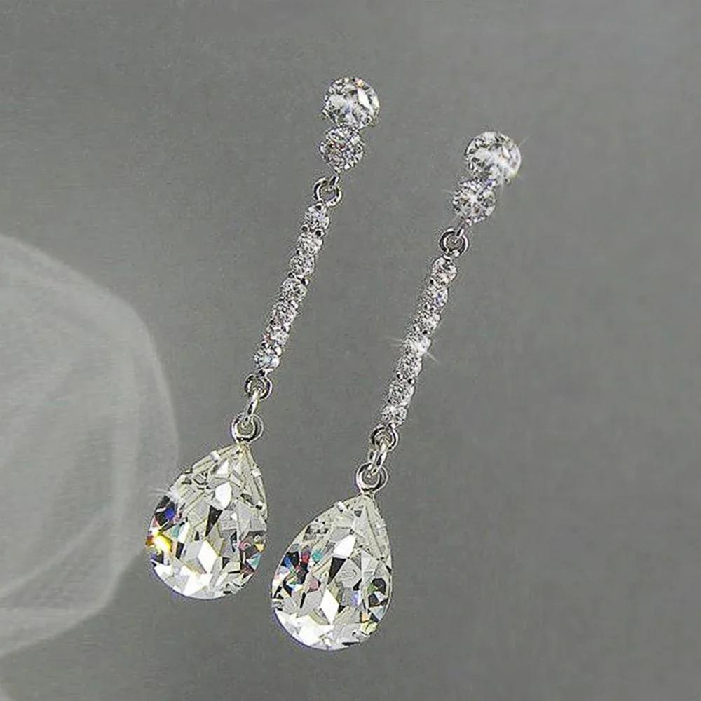 

2026 Temperament Bridal Wedding Earrings Luxury Cubic Zirconia Crystal Aesthetic Women s Dangle Eternity Love Zircon