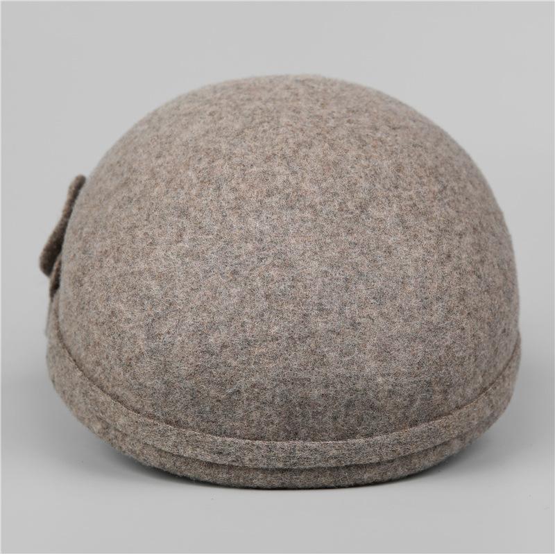 Autumn and Winter Women's Short Brim Cap In the Elderly Warm Wool Temperament Elegant Versatile Foreign Style Mother Hat