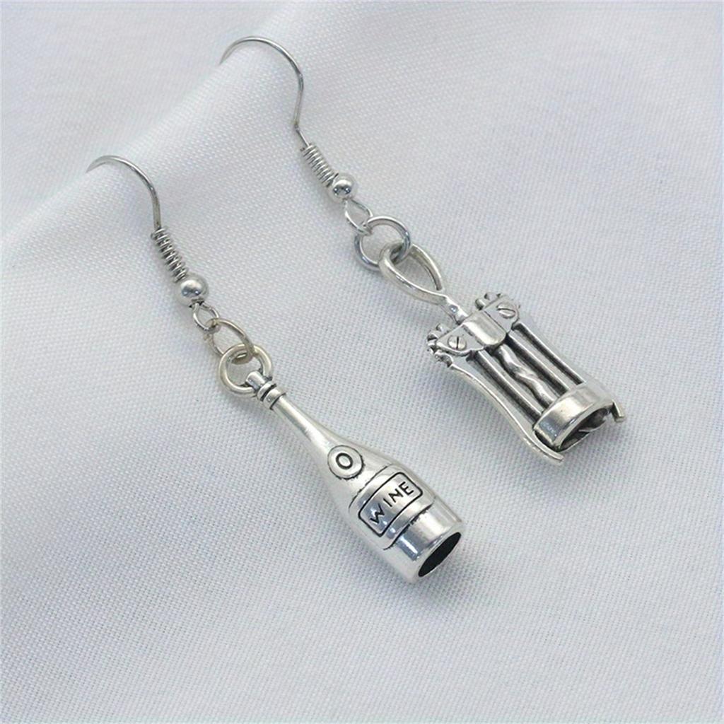 Creative Liquor Bottle and Bottle Opener Shape Pendant Earrings Asymmetric Drop Earrings Perfect Ear Jewelry For Daily Decor
