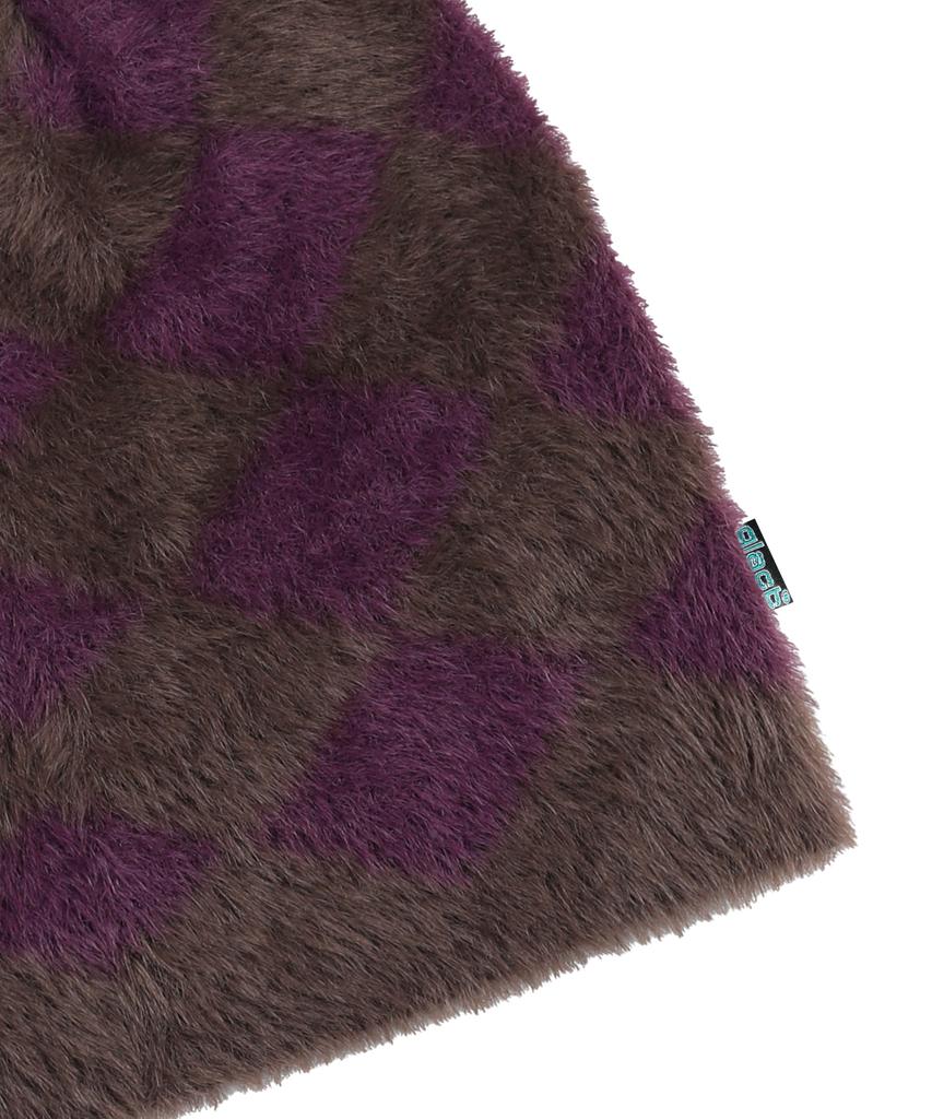 GLACK Gc076 Diamond Checker Hairy Knit Beanie (Brown)