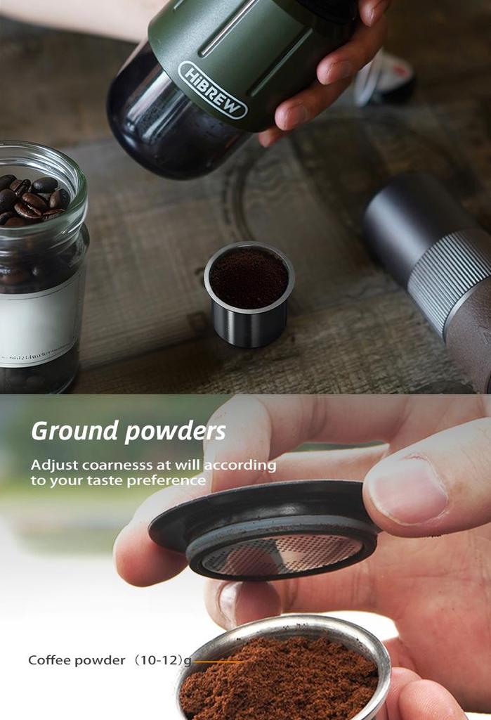 HiBREW H4D 2-in-1 Portable Hand-Pump Coffee Machine Built-in Cup
