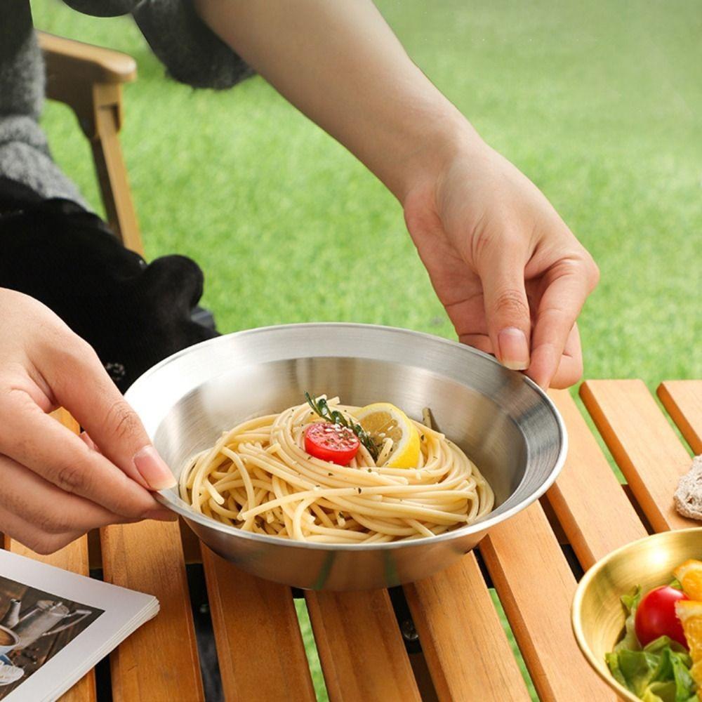 4PCS/SET Straw Hat Design Camping Tableware Set Korean Style Food Serving Tray  Easy To Clean