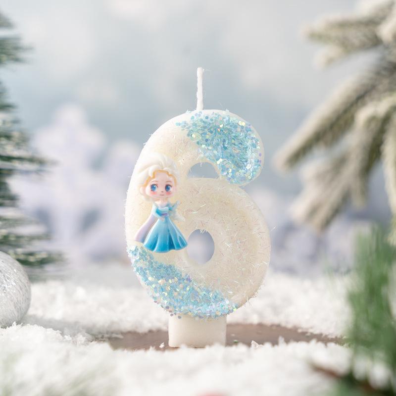 Charming Cartoon Princess Number Candles 0-9 for Christmas Decorations