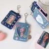 Mini Wallet Small Denim Card Bag with Keychain Idol Card Display Protector Student Friends