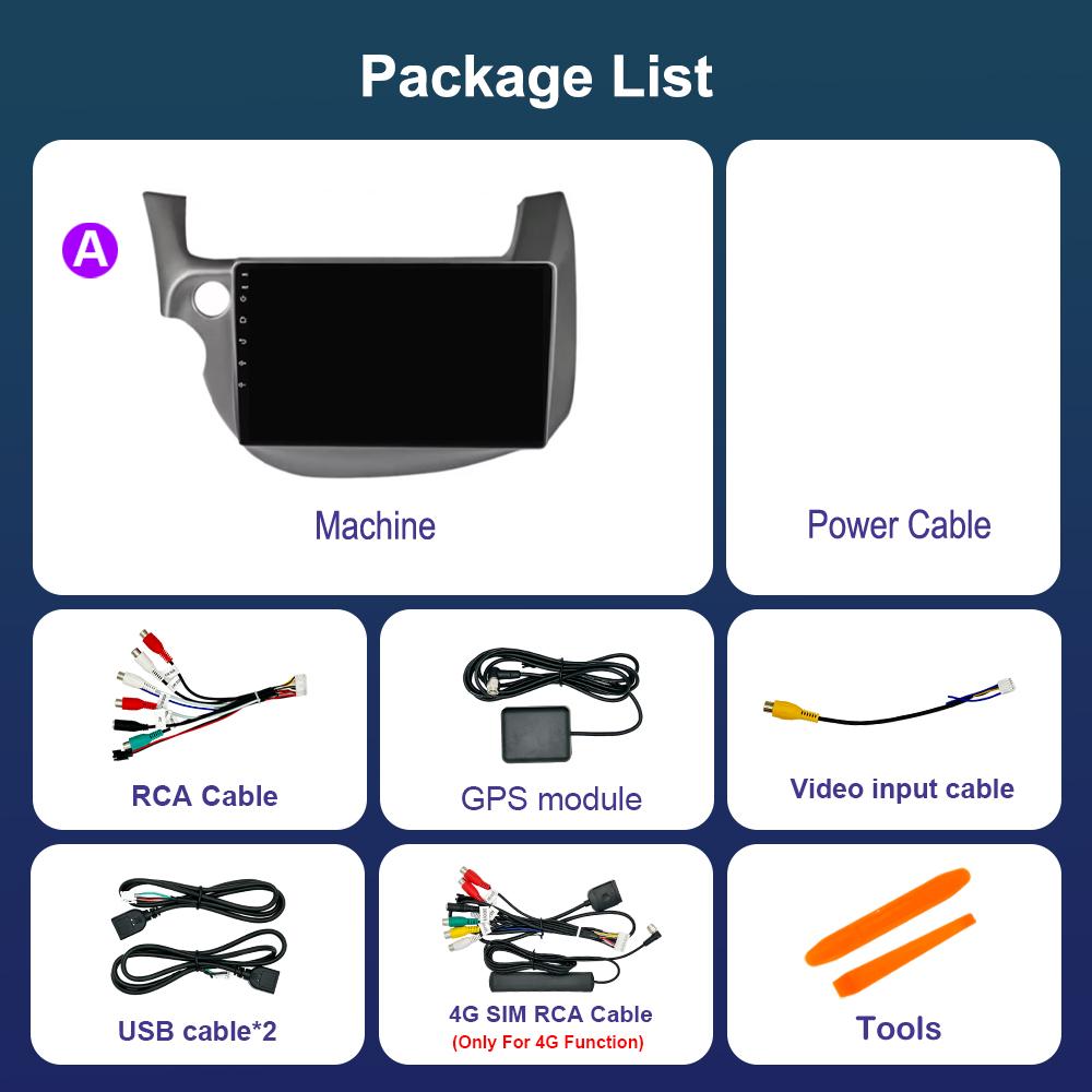 Bluetooth DSP Stereo Car Video Multimedia Player for HONDA FIT JAZZ 2008 - 2013 WiFi Android System 4G GPS QLED Touch Screen