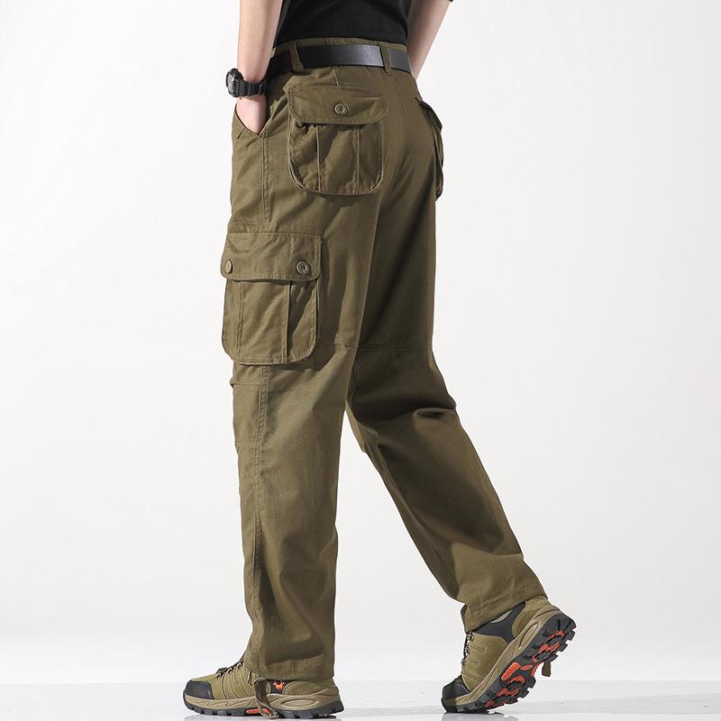 Men's Casual Pants with Three-dimensional Pockets, Straight-leg Long Pants, Outdoor Multi-pocket Men's Cargo Pants