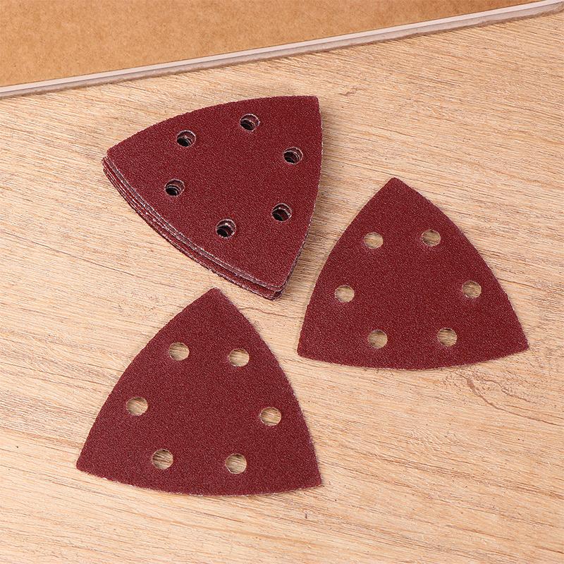 40Pcs Triangular Sanding Pads 6 Holes Detail Sander Sandpaper Grits 80+120+180+240 Perfect For Delta/Multi-Grip Sanders