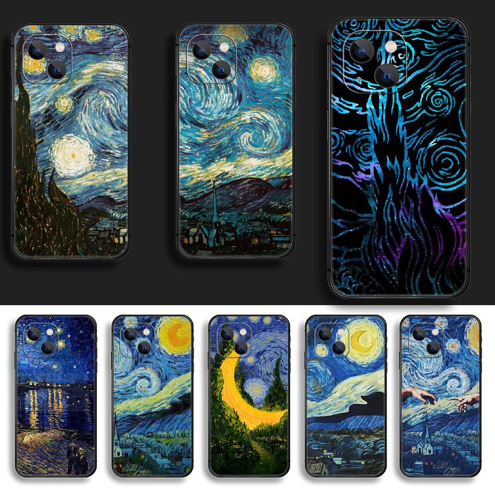 Starry Night Van Gogh Kryt na telefon Coque pro Iphone Xiaomi Mi Samsung Galaxy Redmi Note AS 11 12 13 14 15 22 23 24 5G Pro Plus Max Fe Ultra
