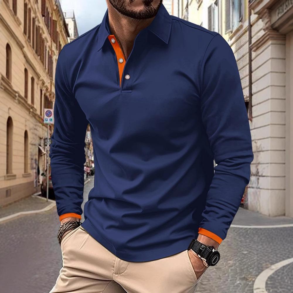 Spring and Autumn Men's Long Sleeved Casual Sports Polo Shirt