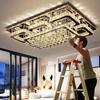 Gold Square LED Crystal Ceiling Lamp Set for Living Room & Master Bedroom