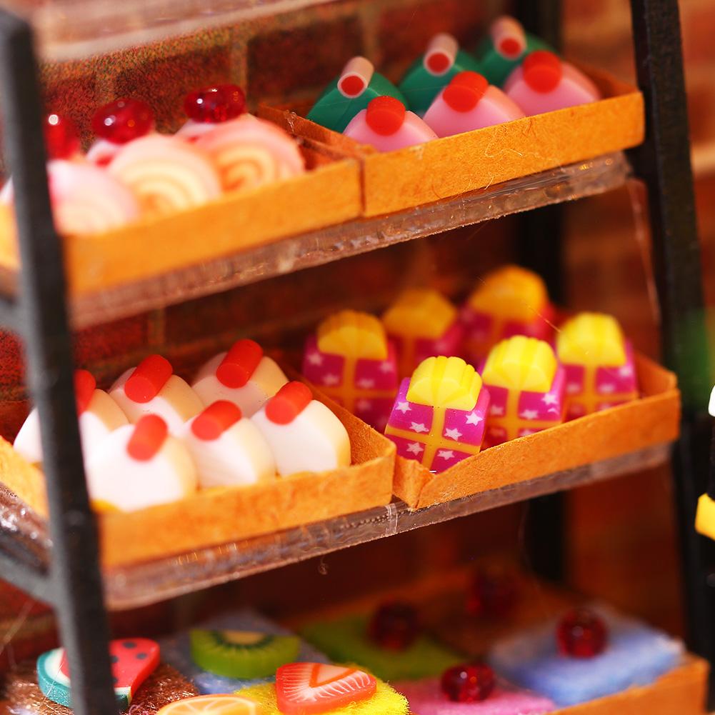 

Магазин тортов, мини-кукольный дом, комплект, модель сборки здания, сделай сам, 3D игрушки-пазлы ручной работы, украшения для дома, спальни с мебелью, дерево