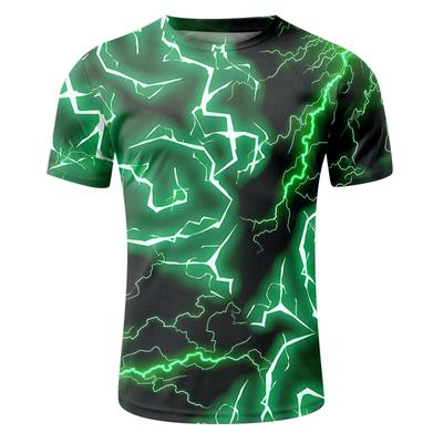 T-shirt d'été pour hommes, impression de lettres 3D, col rond, manches courtes