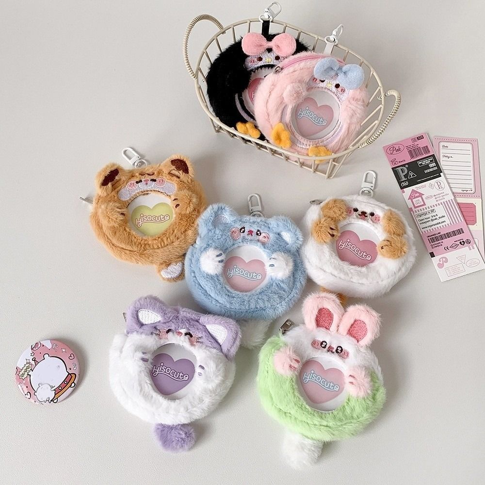 Plush Badge Ita Bag Cartoon Photo Storage Bag Mini Badge Holder Bag  for  Bluetooth Headset