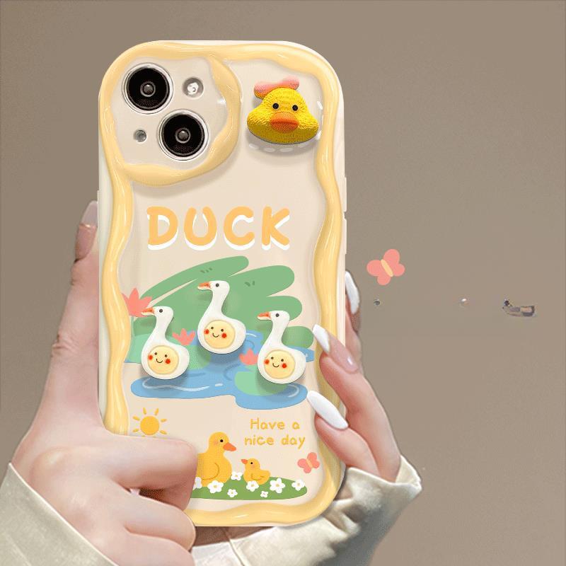 Applicable To Apple 14pro Mobile Phone Case IPhone 15/13 Silicone Soft Shell 12mini Three-dimensional Duck Chicken Doll