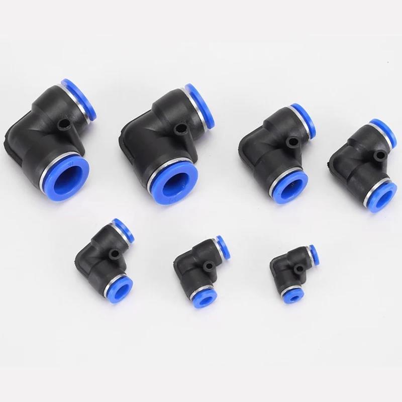 10/50Pcs PV Quick Connector Pneumatic Plug 90 Degree Elbow Plastic Quick Fitting 4mm/6mm/8mm/10mm Air Parts Pipe Push In Water Ventilation Valves 4