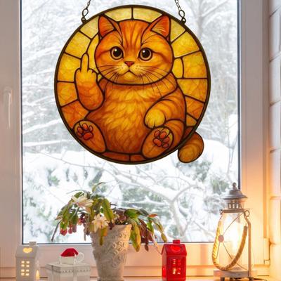 Kedi Güneş Tutucu 2D Akrilik Kedi Asılı Dekorasyon Çıkarılabilir Kedi Pencere Dekorasyonu Yatak Odası Oturma Odası Balkon Duvar Sanatı İçin