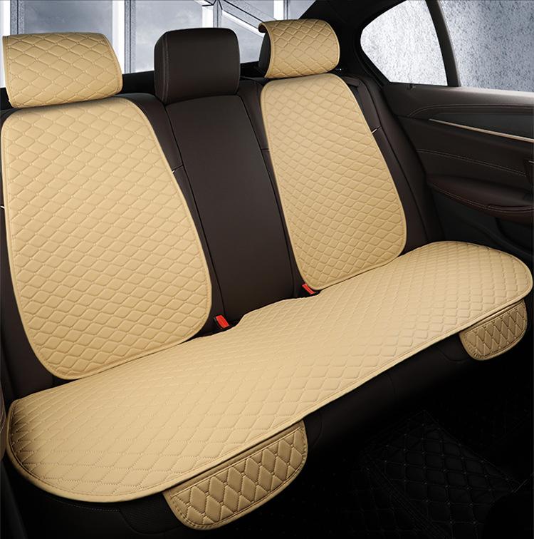 Universal Leather Car Seat Cushion Set with Backrest, Tie-Free Design, Four Seasons Use