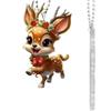 Brown Cute Cartoon Reindeer Pattern Acrylic Pendant For Decoration Christmas