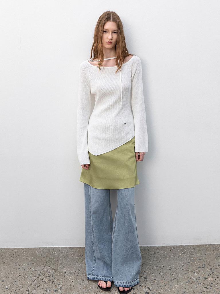 ATELIER NAIN Unbalanced Neck String Knit(T-7011)