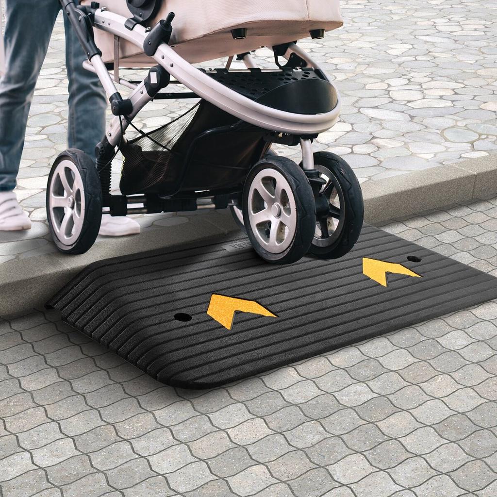 Upgraded Rubber Threshold Ramp, 3" Rise Door Ramp with 1 Channel, Natural Rubber Car Ramp with Non-Slip Textured Surface, 33069 lbs Load Capacity Curb