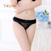 Sexy Solid Color Lace Heart Pattern Bowknot Women's Low Rise Brief Breathable Underwear Thong