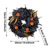 Eerie Season Artificial Black Maple Leaf And Pumpkins Wreath Weather Proof Halloween Door Hanger For Indoor Outdoor Use