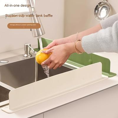 Silicone Sink Splash Guard with Suction Cups -Kitchen Basin Waterproof Cover, Durable and Easy-to-Clean Design, Flexible Barrier