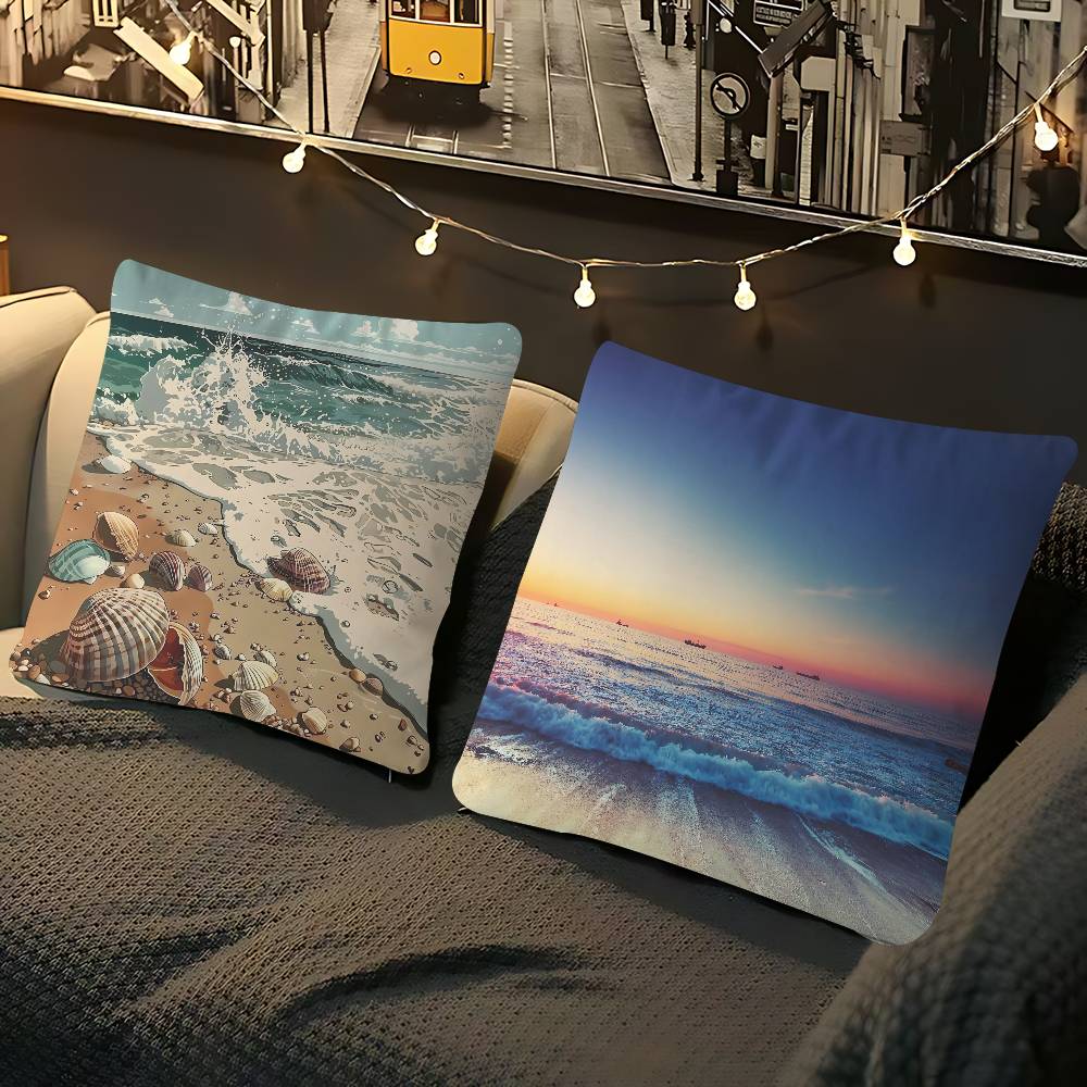 Art Beach Pillow Case Removable Washable Cushion Cover – All-Season Soft Linen