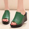Small Size 33-43 Comfortable Thick Bottom Genuine Leather Slippers Platform Shoes Women 2025 Summer High Heels Slides Office Mom