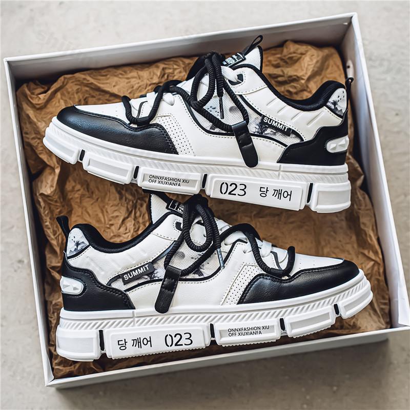 

Модная мужская новая модная тенденция повседневная низкая посадка обувь на толстой подошве весна 2025 удобная универсальная нишевая конструкция нескользящие массивные кроссовки 39 чёрный