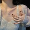 1 Pcs Geometric Titanium Steel Necklace with Rhinestone Double Rings Clavicle Chain Gift Women's Girls' Elegant Accessories