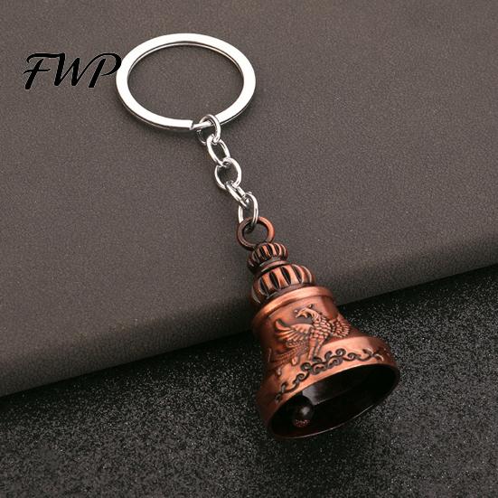 Vintage Key Accessory Keychain Pendant Traditional Pattern Retro Bell Design Crisp Ringing Sound Long-lasting Holder with Metal Ring Backpacks