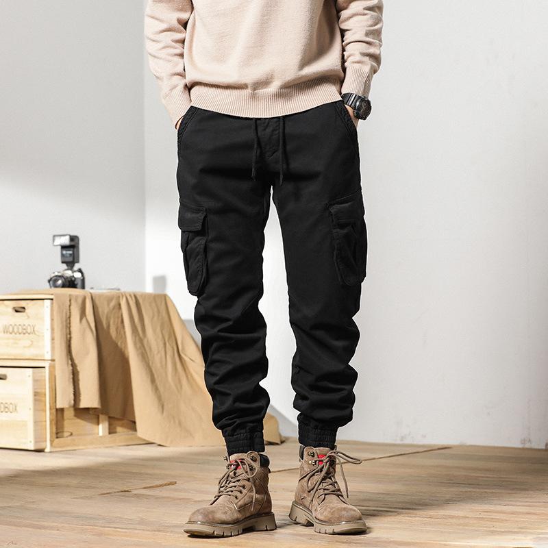 

Pockets Winter Cargo Pants Men Fleece Liner Warm Slim Fit Joggers Streetwear Casual Cotton Thermal Trousers 38 чёрный