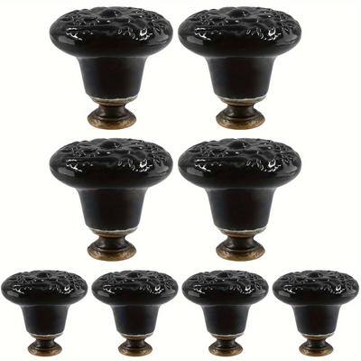 8 Stück schwarze Keramikknöpfe im Vintage-Stil, für Küchenschränke, Kommode, Schubladengriffe, dekorative Knöpfe für Möbel und Türen