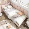 Upholstered Bed Upholstery Single with 2 Drawers Storage Space Slatted Frame Youth Adult Cot Pink (without Mattress) Teenager