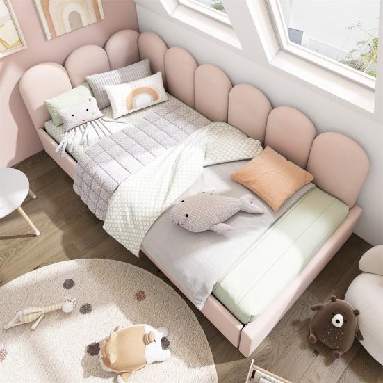 Upholstered Bed Upholstery Single with 2 Drawers Storage Space Slatted Frame Youth Adult Cot Pink (without Mattress) Teenager