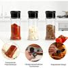6pcs Transparent PET Seasoning Jars 100ml with Flip Top Lids and Labels for Salt Storage and Spice Organization
